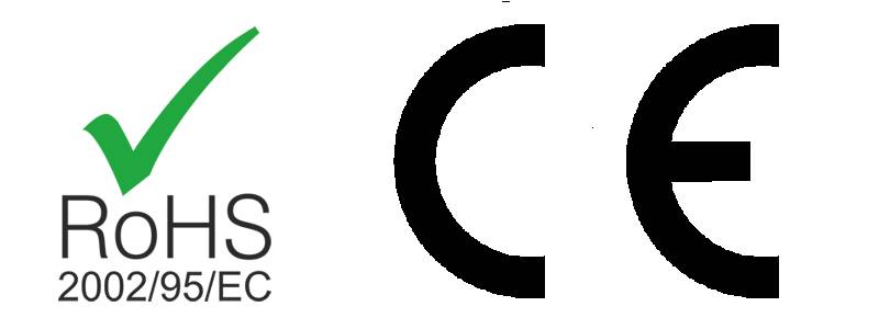 Ledrör med RoHS- och CE-logotyp
